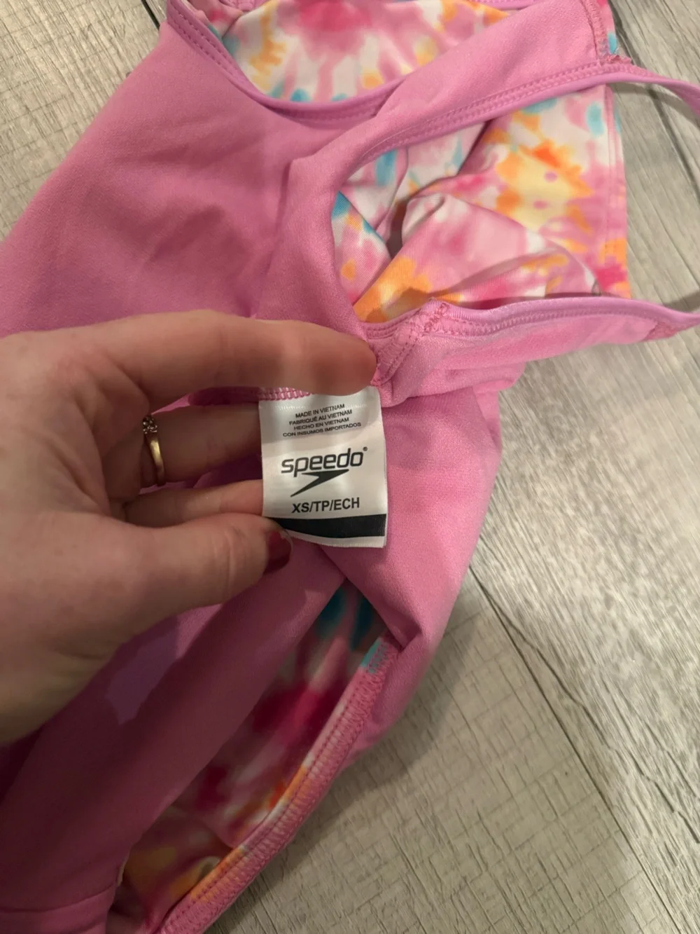 Speedo Girls' Pink Tie-Dye One-Piece Swimsuit Size XS